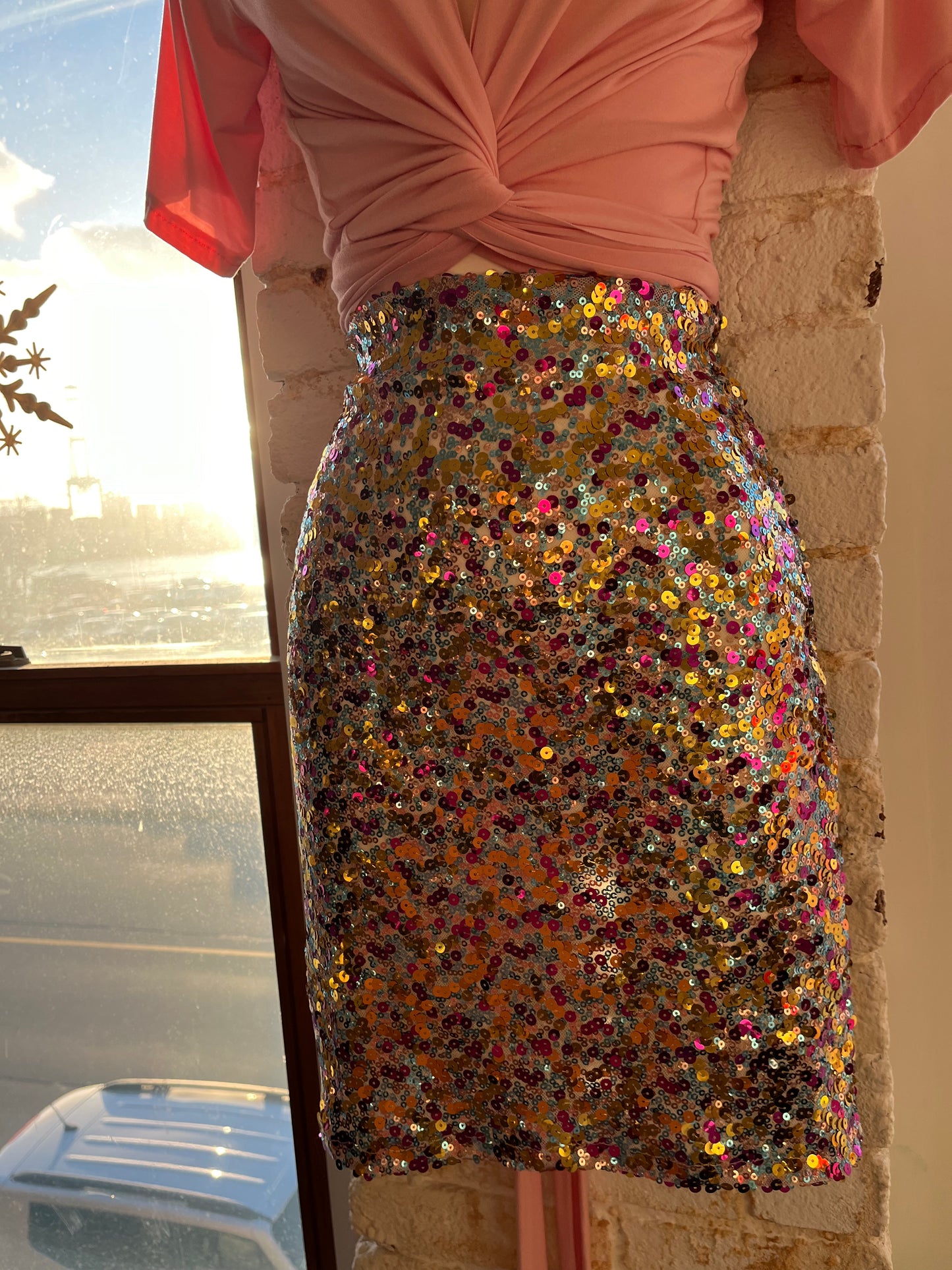 Rainbow Confetti Sequin Skirt
