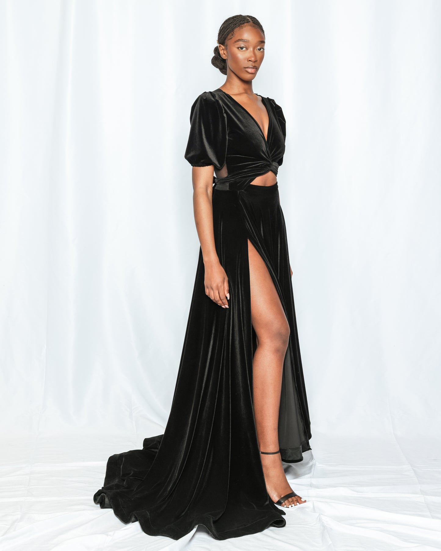 Jet Black Velvet Gown