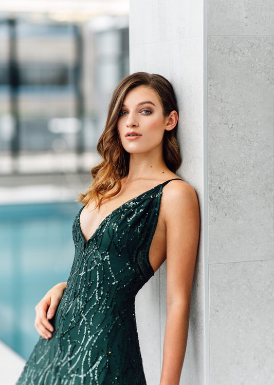Hollywood Sequins Evening Gown