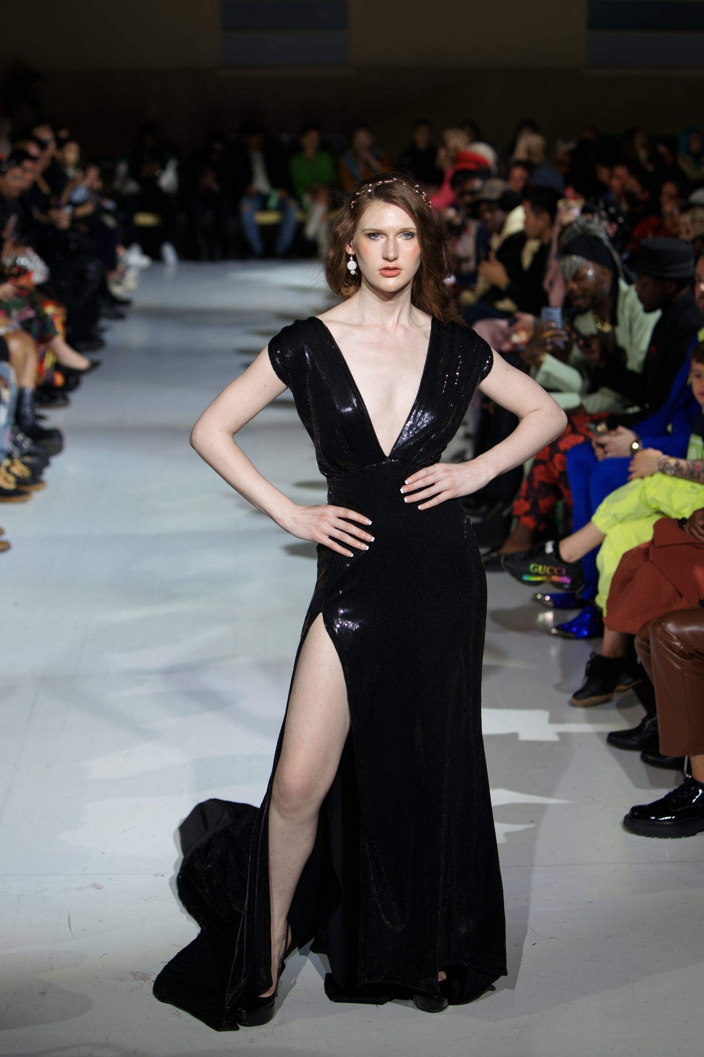 runway gown black sequin