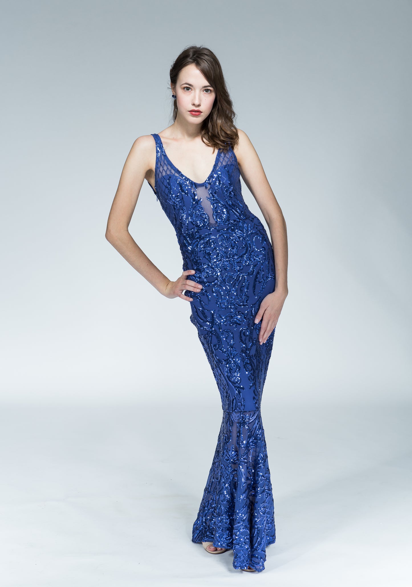 Blue Cabaret Sequins Gown