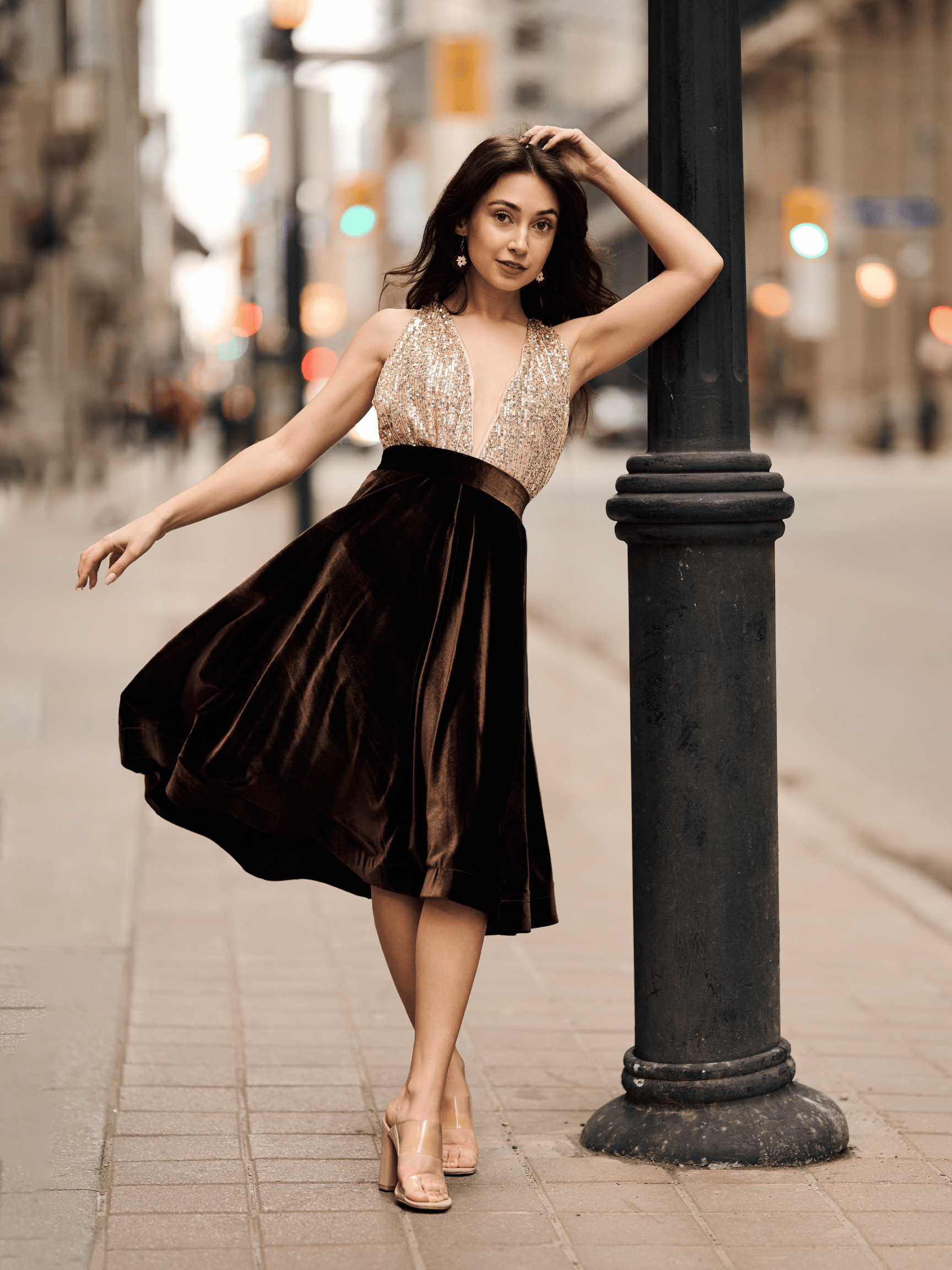 Gold crushed top velvet skirt