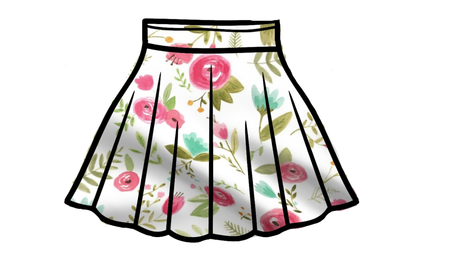 Spring Blossoms Pleated Skirt