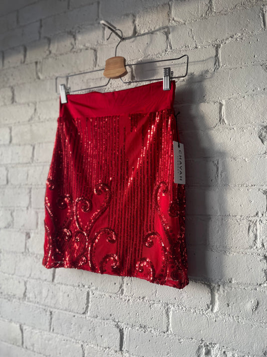 Red Sequin Pencil Skirt